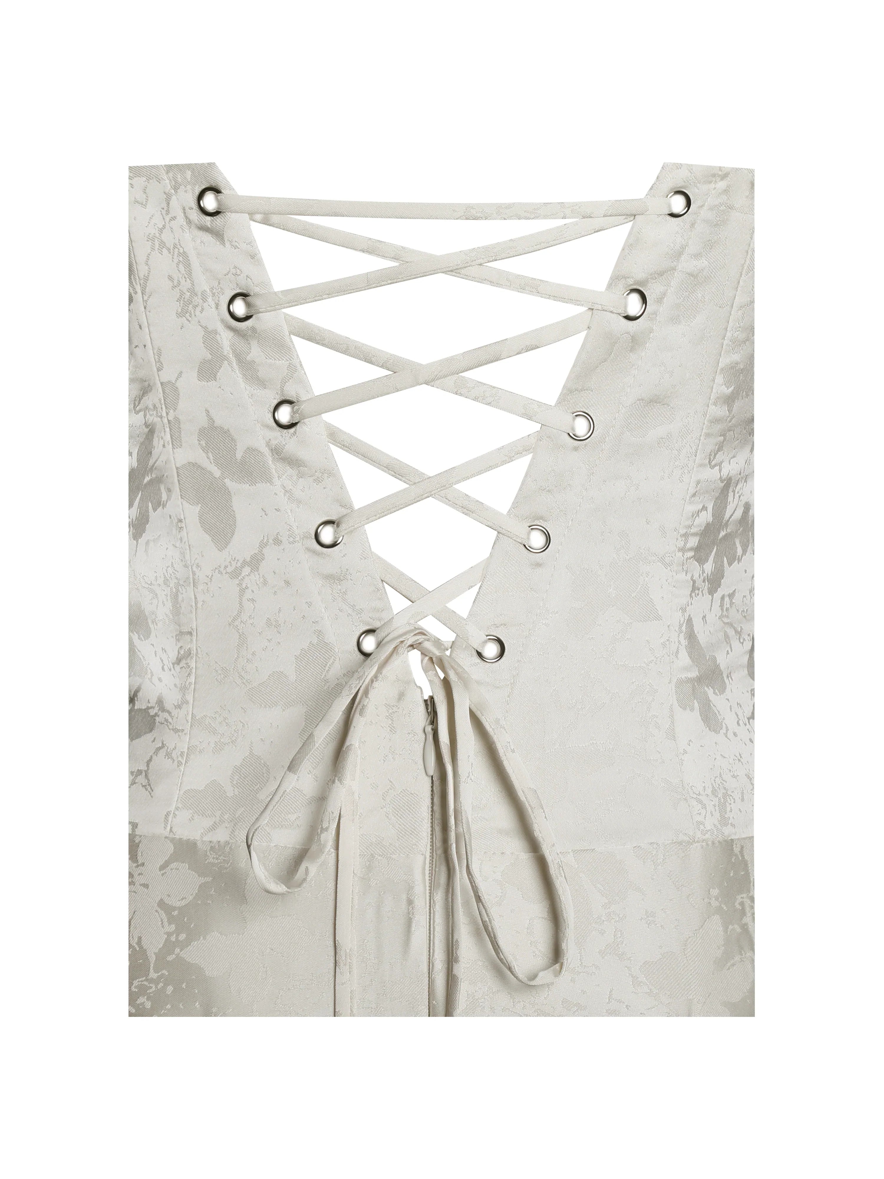 Raegan Pearl White Jacquard Ruched Maxi Dress