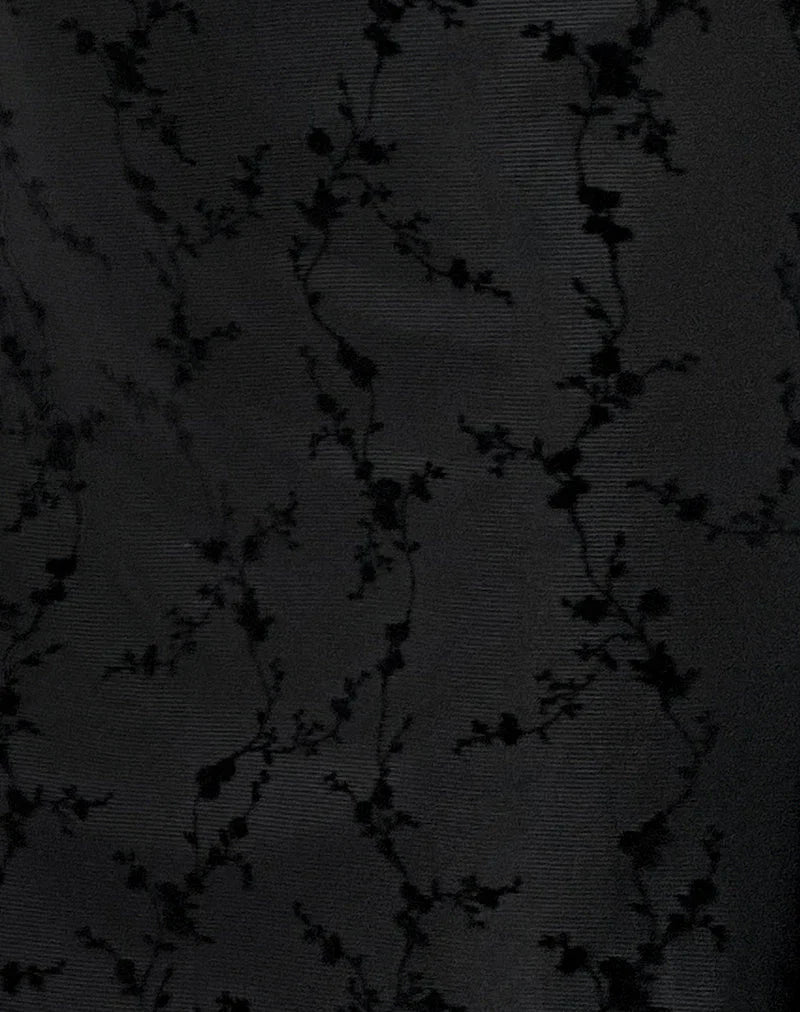 Luth Mini Dress in Vine Flower Black