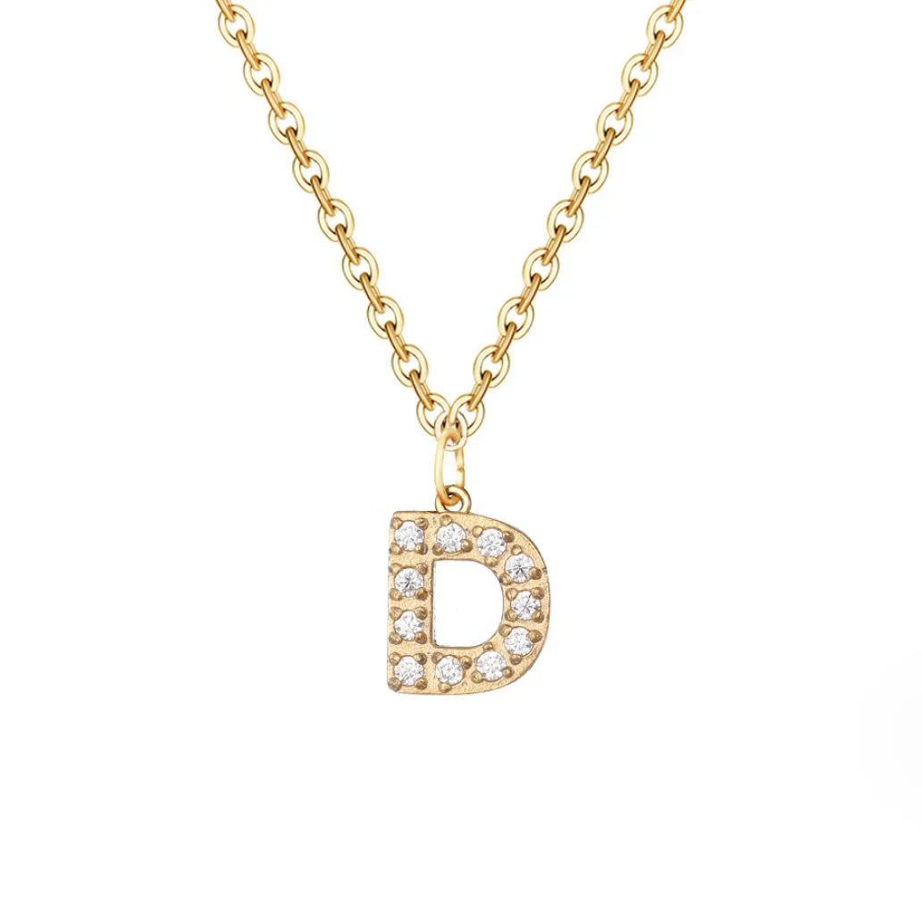 Vioraia Crystal Letter Charm Necklace