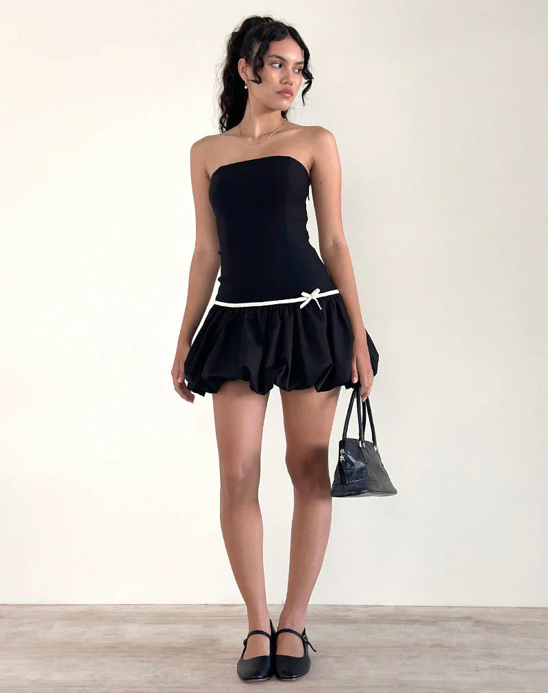 Klaita Puffball Mini Dress in Black