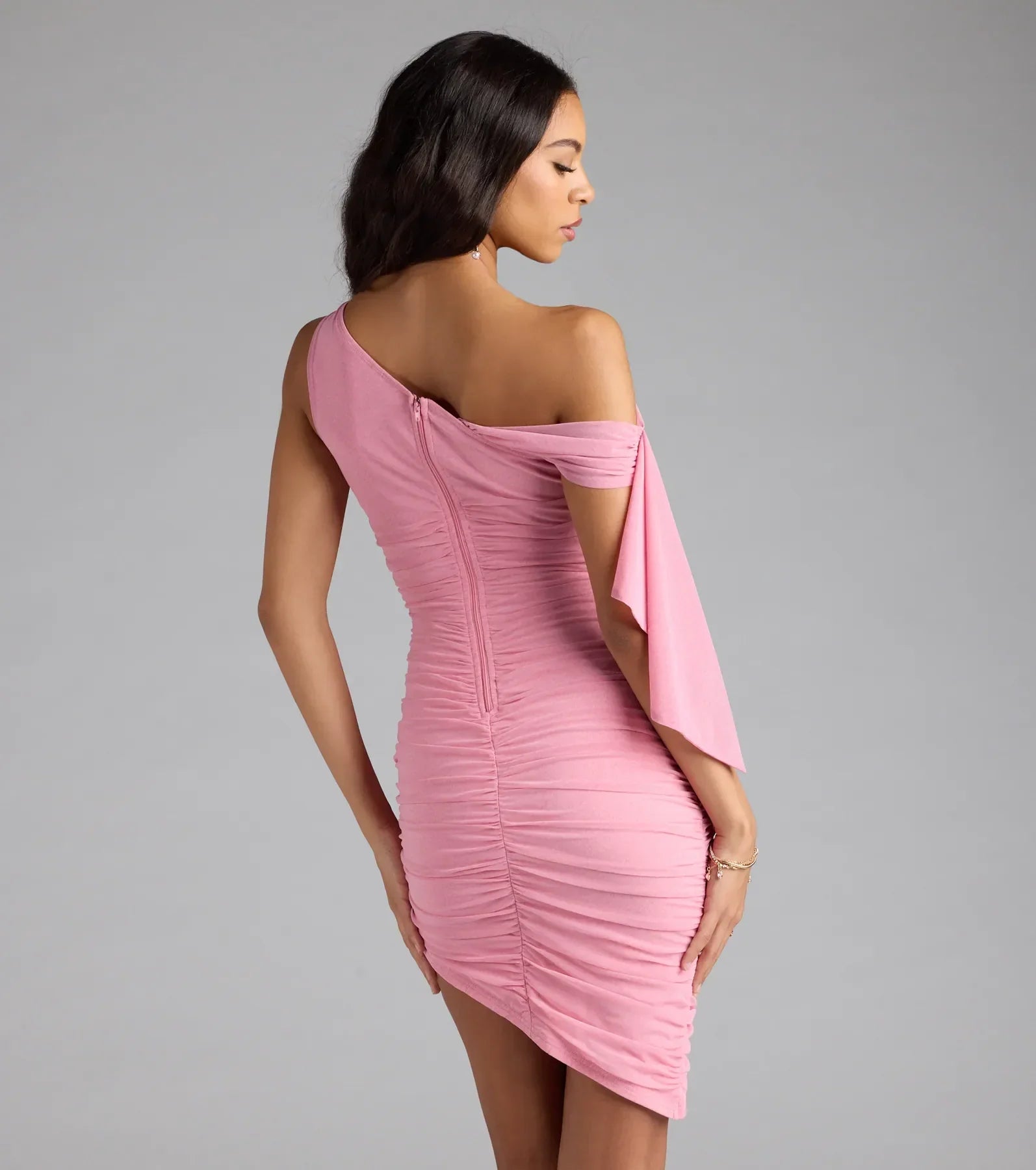 Style Icon Ruffled One-Shoulder Mini Dress