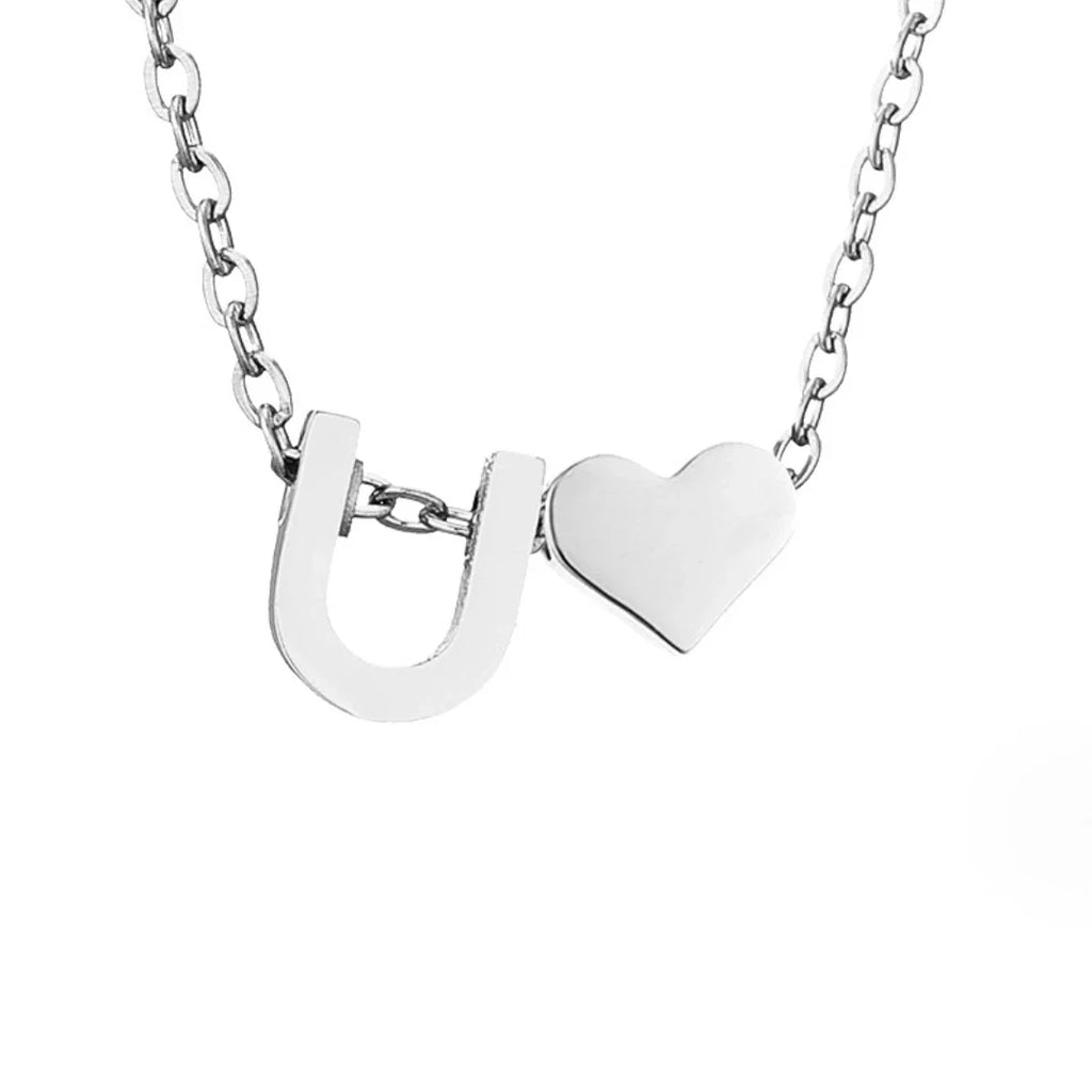 Vioraia Forever Love & Letter Silver Necklace