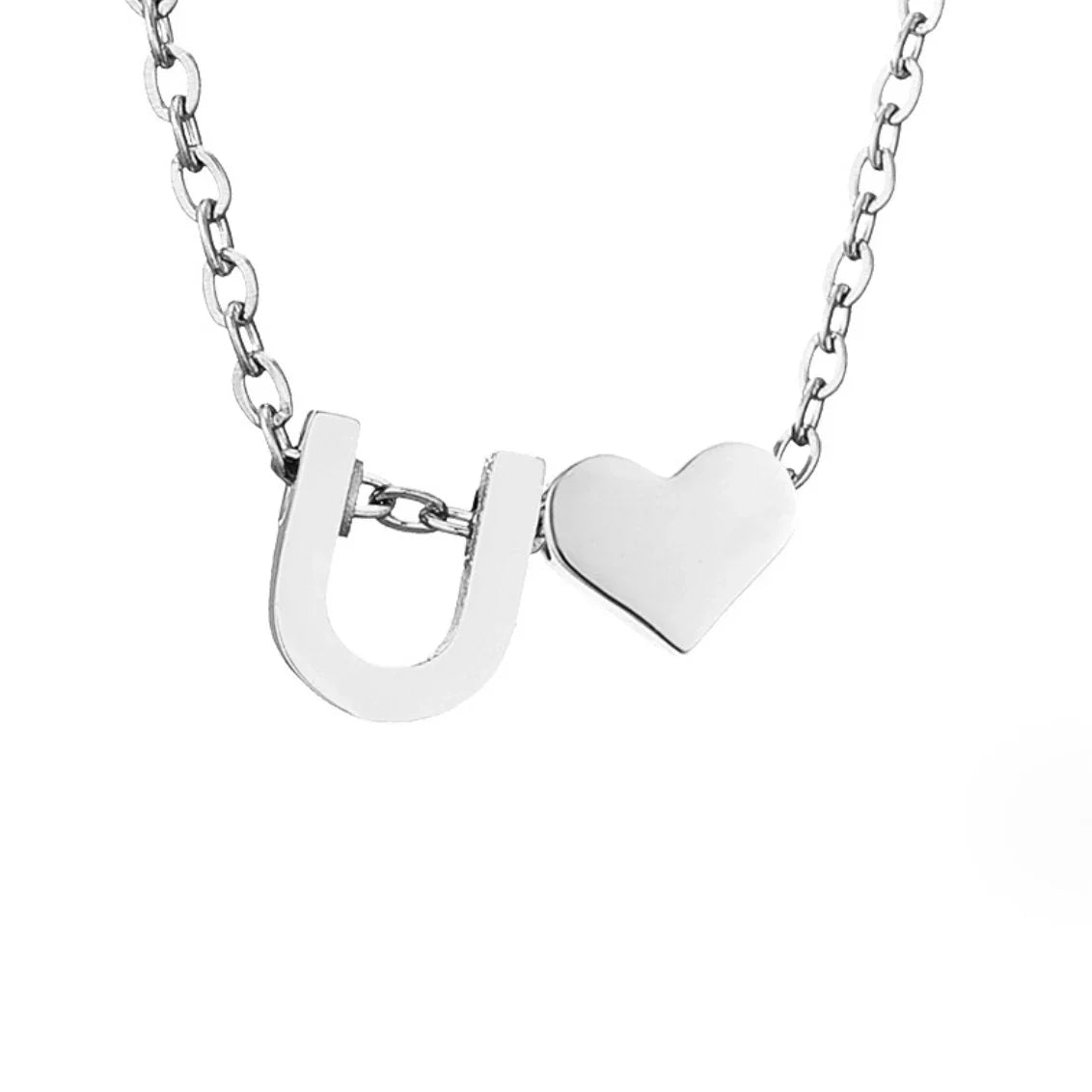 Vioraia Forever Love & Letter Silver Necklace