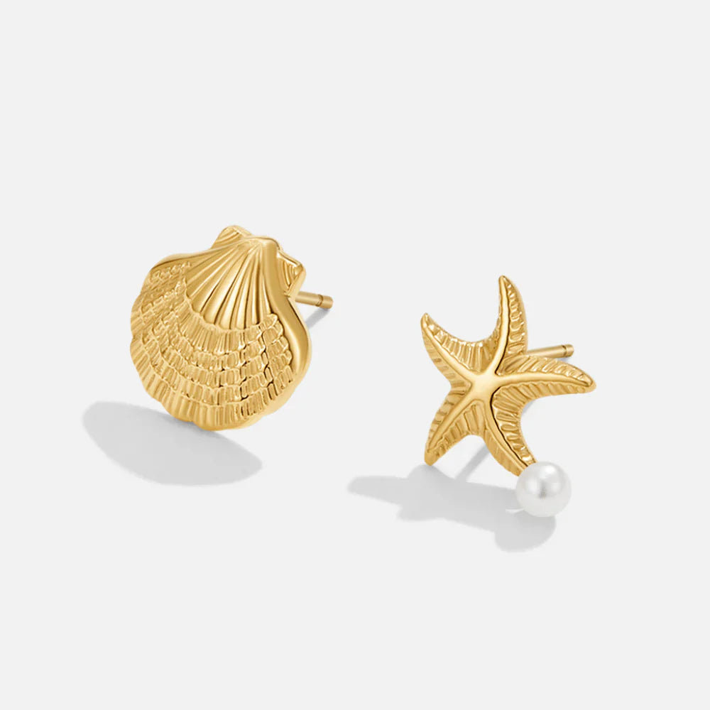 Vioraia Naia Shell & Starfish Gold Earrings