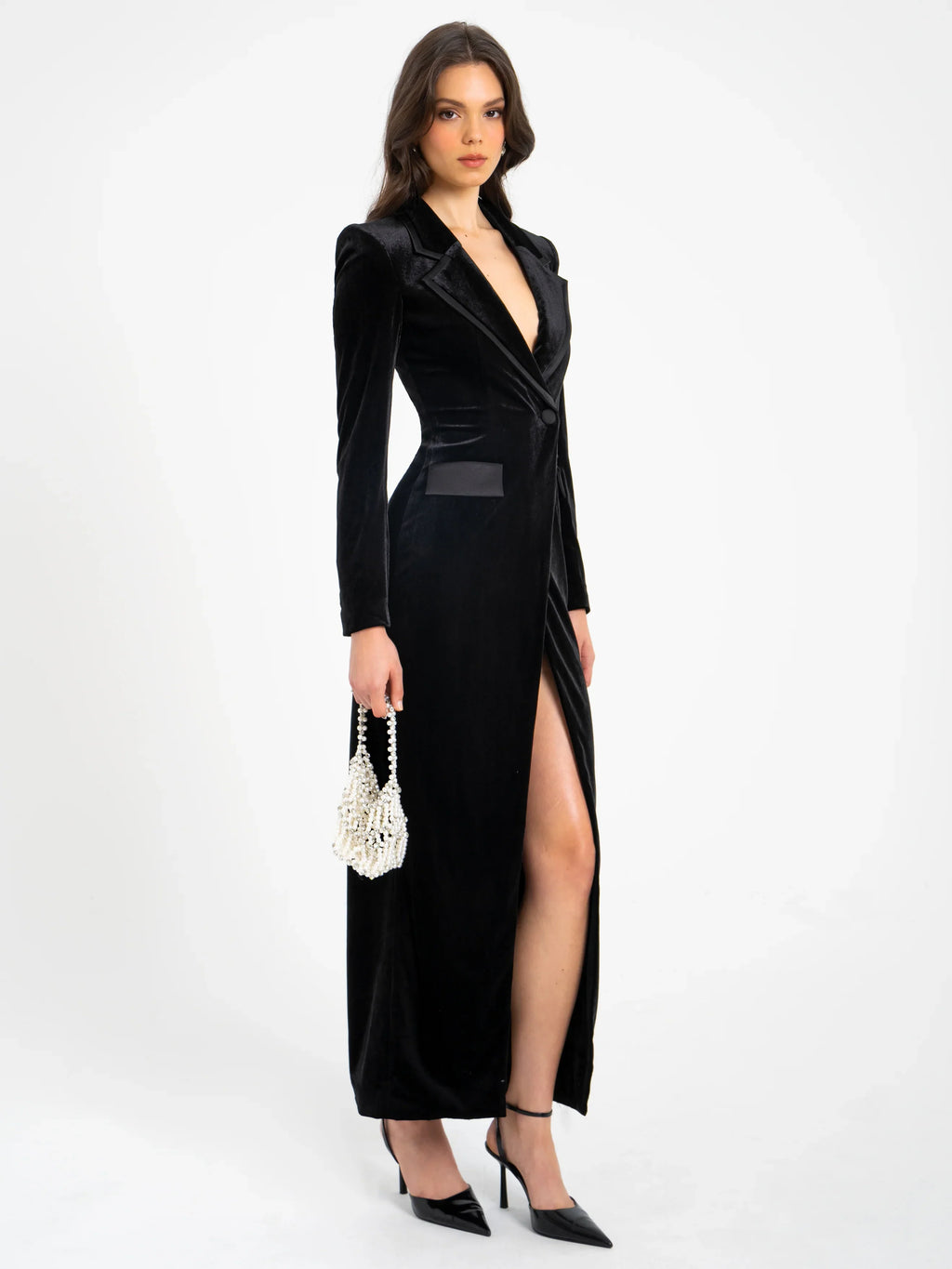 Willow Velvet High Slit Blazer Gown