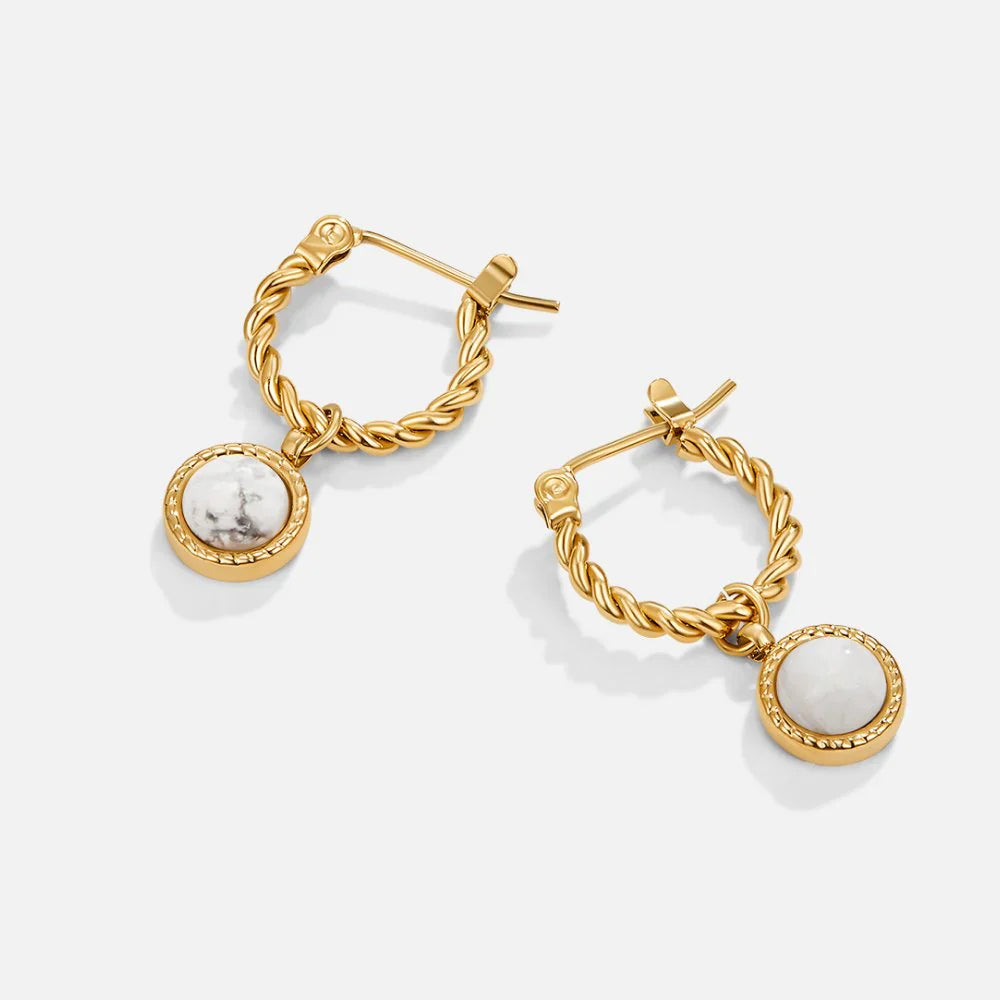 Vioraia White Agate Twisted Hoop Earrings