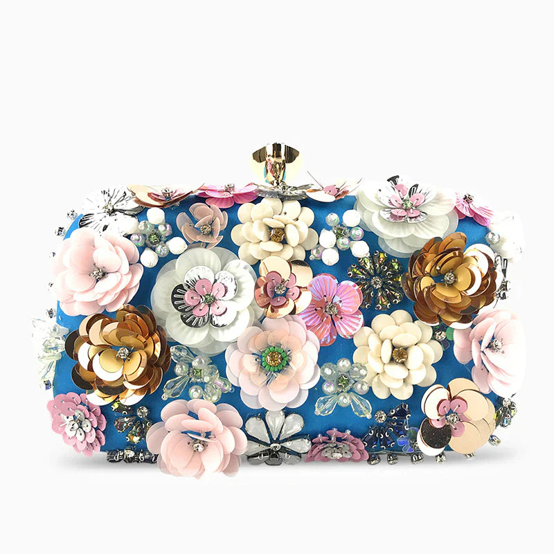 Vioraia Zenaida Handmade Flower Beaded Clutch Bag