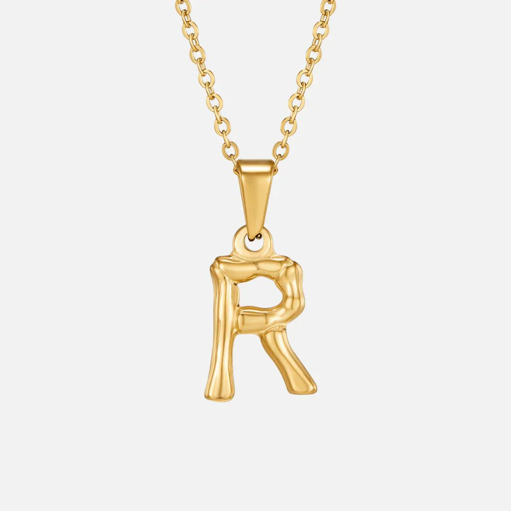 Vioraia Golden Bamboo Letter Pendant Necklace