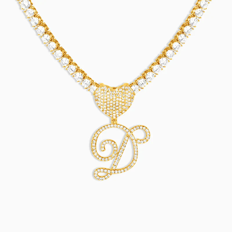 Vioraia Verano Heart Initial Tennis Necklace