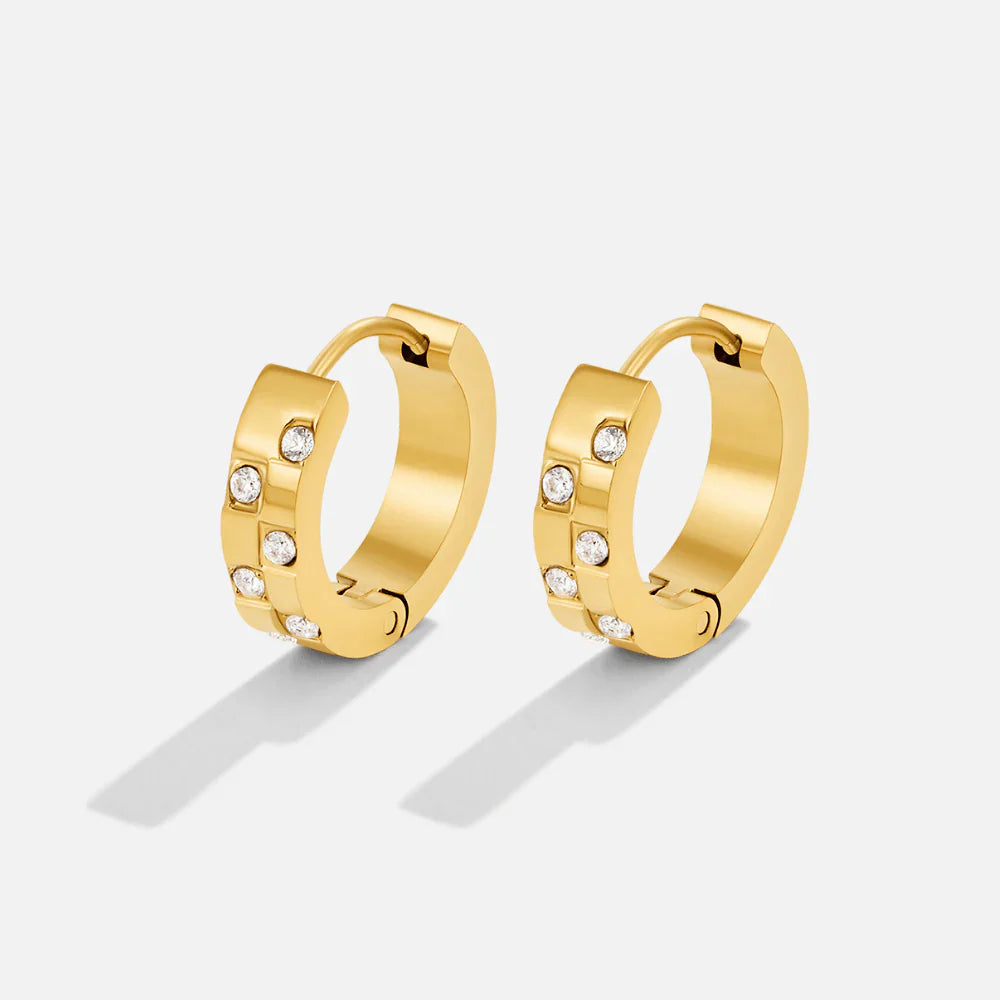 Vioraia Tasha Crystal & Gold Hoop Earrings