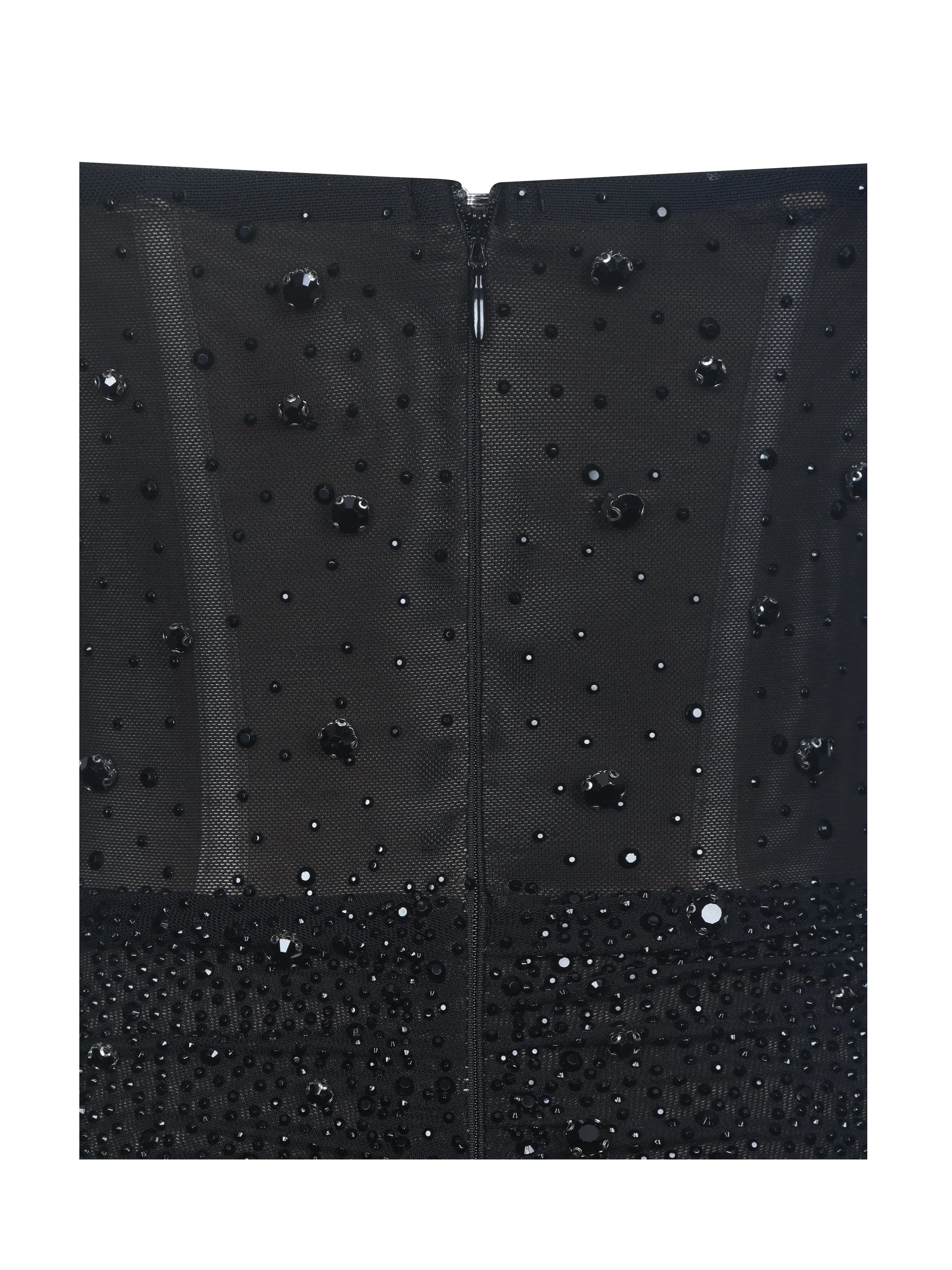 Fatima Black Crystal Sleeveless Corset Mermaid Maxi Dress