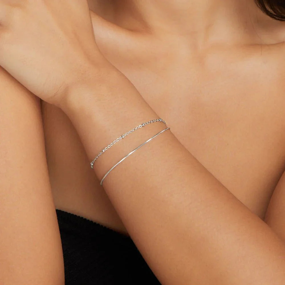 Vioraia Pia Silver Layered Bracelet