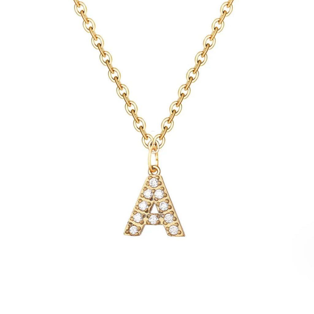 Vioraia Crystal Letter Charm Necklace