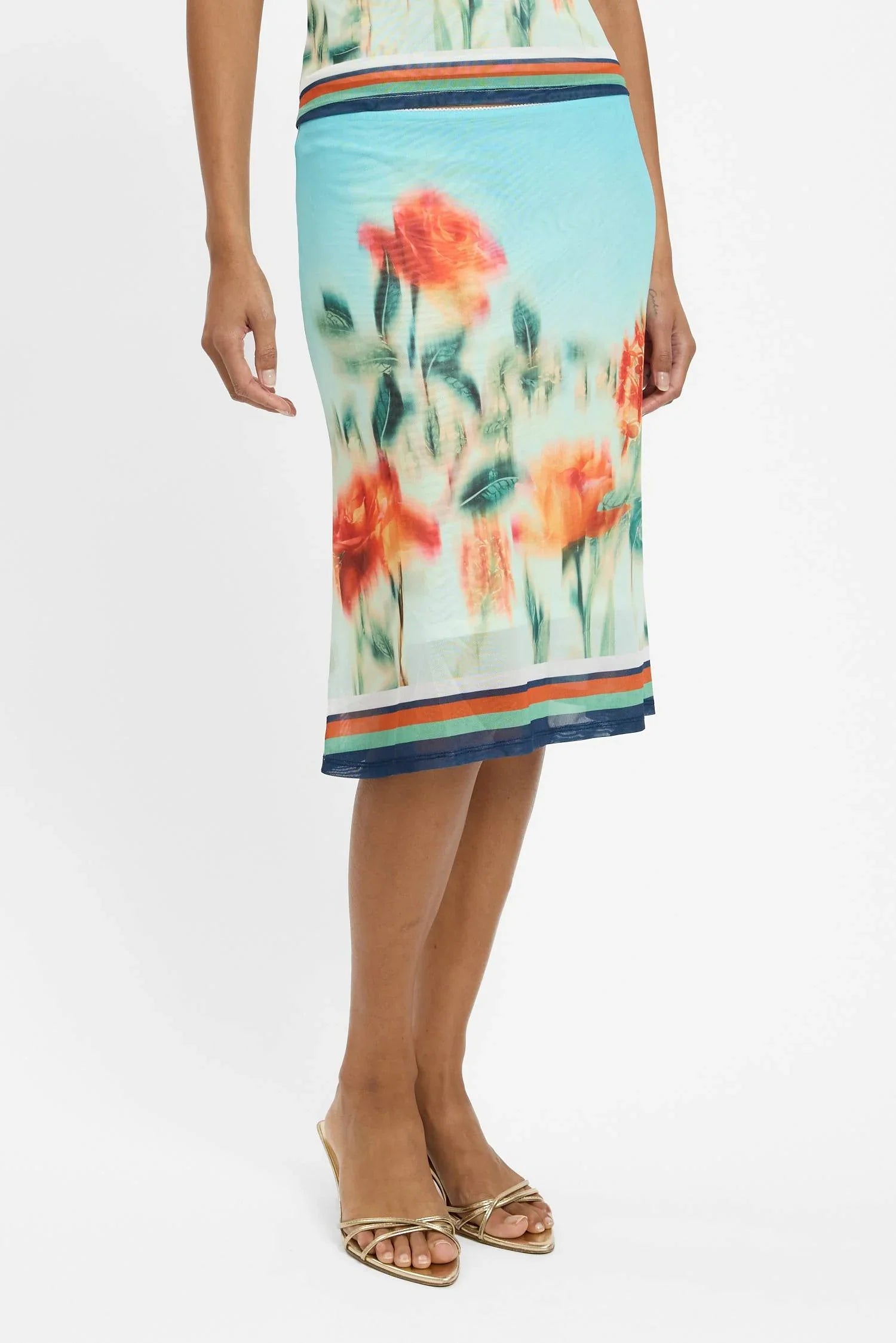 Midi Skirt | Mesh Baby Blue
