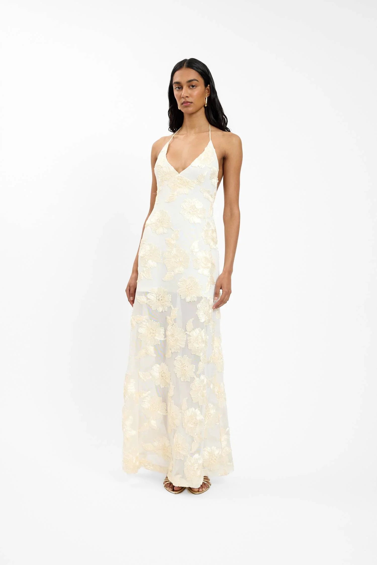 Embellished Halter Maxi Dress | Ivory