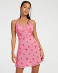 Coline Mini Dress in Pink Ditsy Daisy Embro
