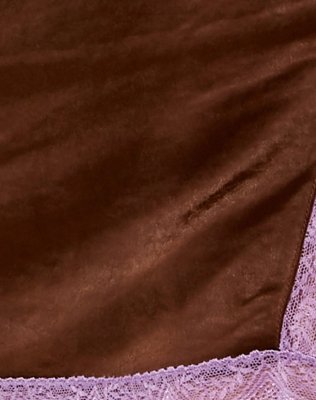 Wirda Mini Dress in Satin Chocolate with Violet Lace