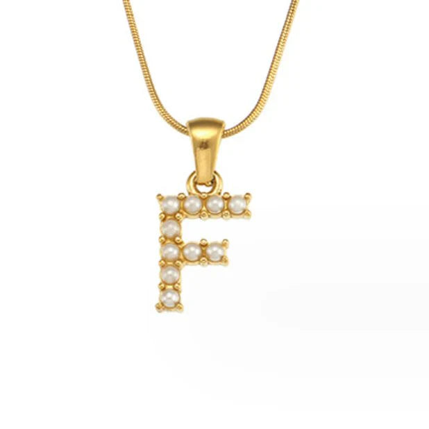 Vioraia Letter Pearl Charm Necklace