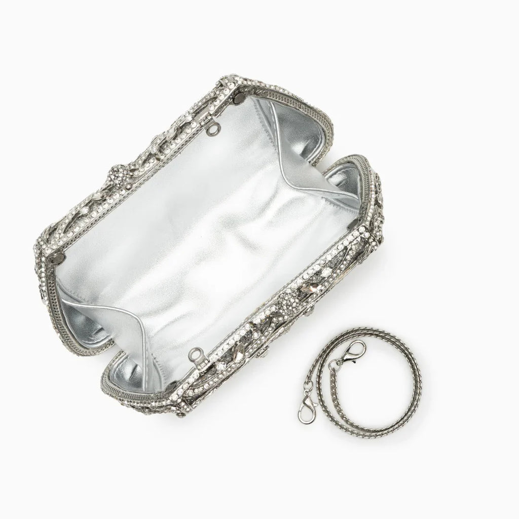 Vioraia Ayanne Crystal Covered Clutch Bag - Silver