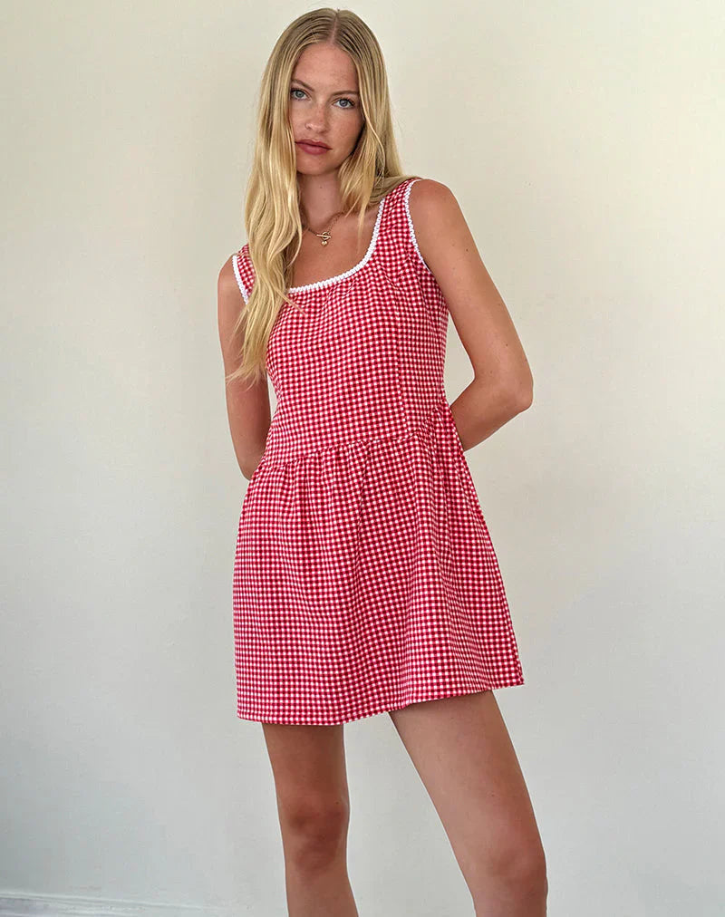 Leshi Mini Dress in Red Gingham