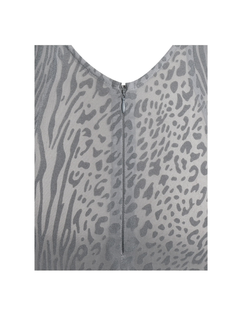 Waylynn Gray Animal Print Burnout Velvet Detail Mesh Backless Maxi Dress