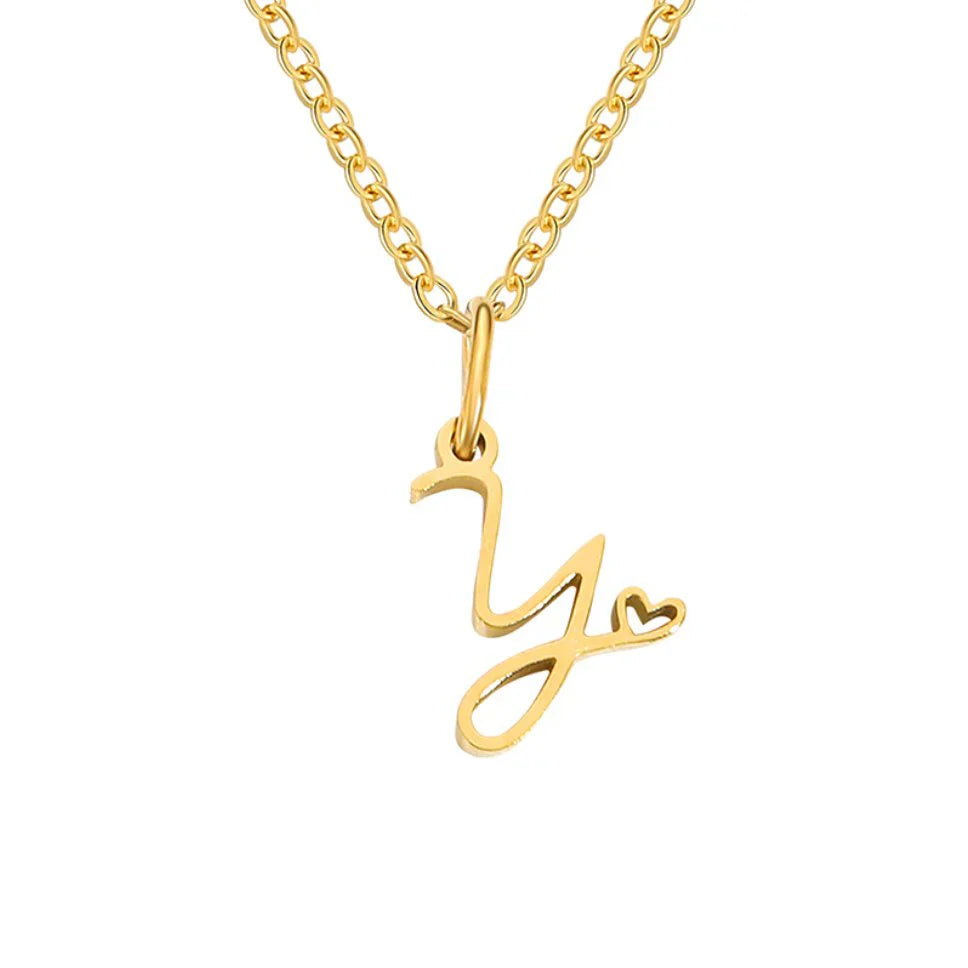 Vioraia Gold Letter Heart Necklace