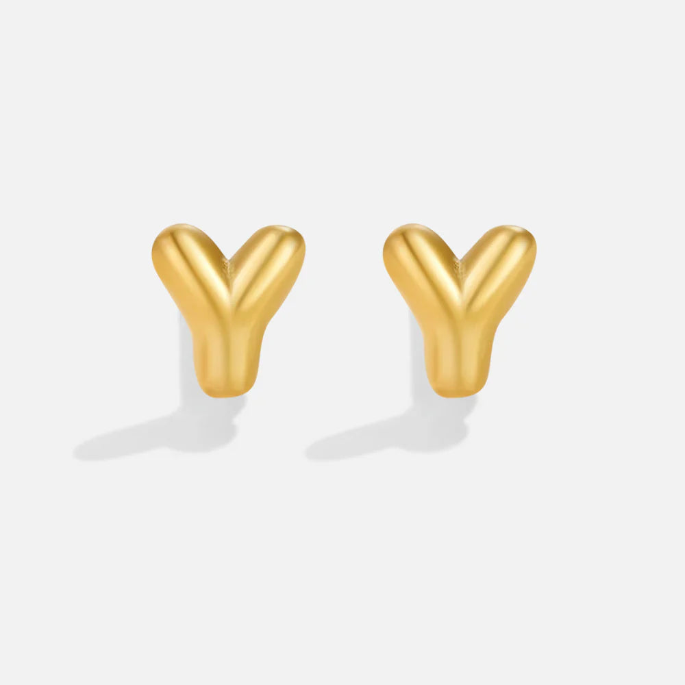 Vioraia Gold Bubble Letter Earrings