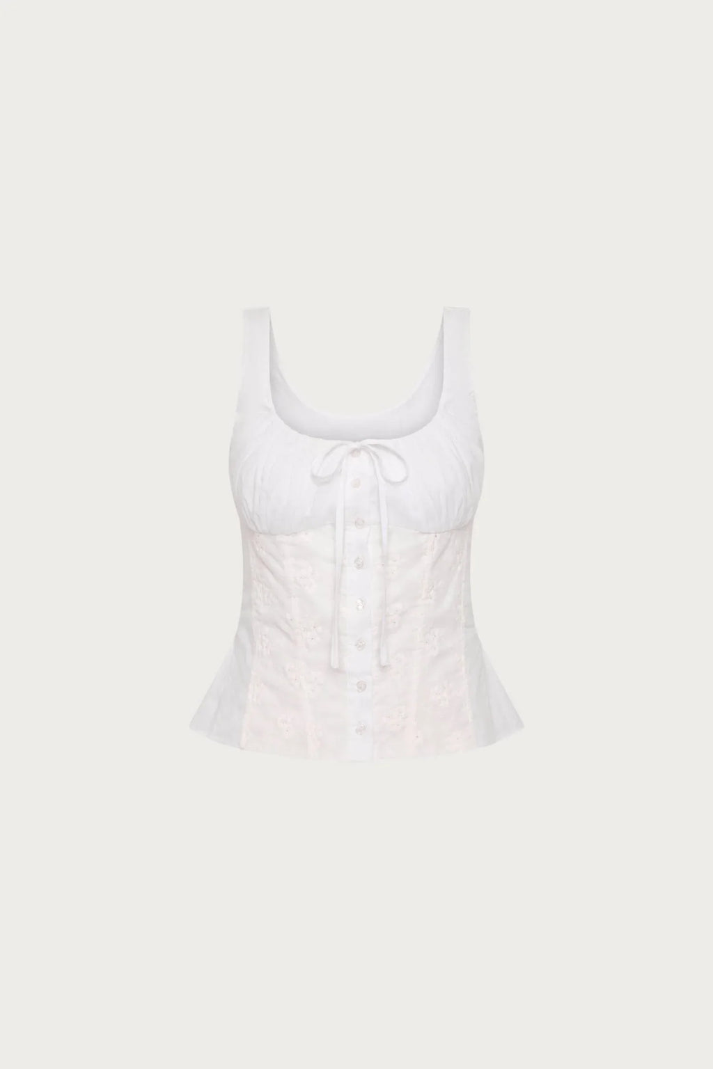 Peplum Embroidered Top | White