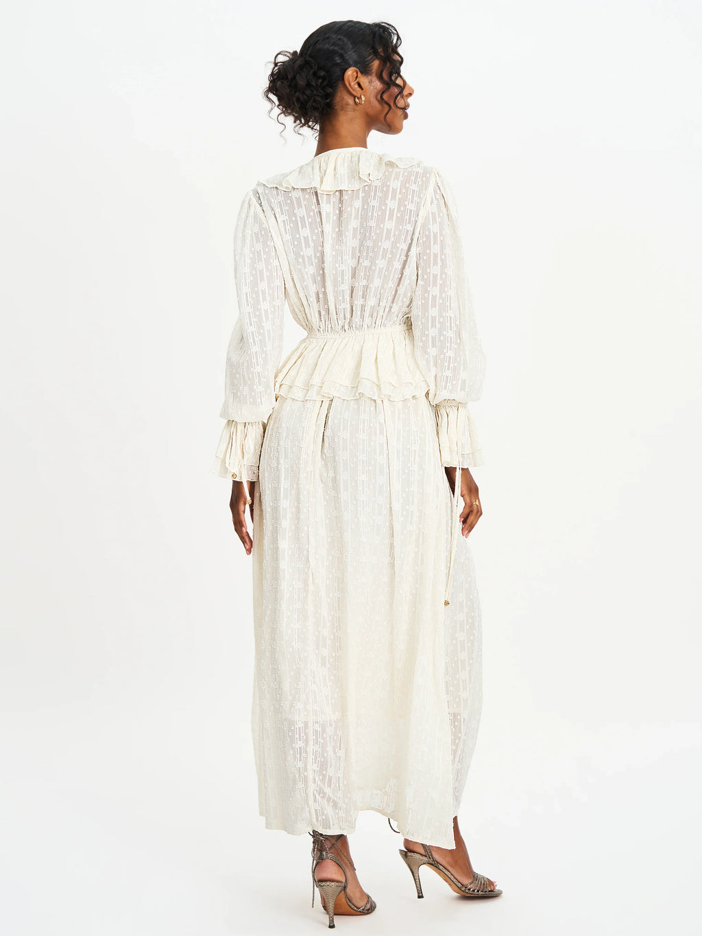 Safiya Jacquard Chiffon Long Sleeve Maxi Dress