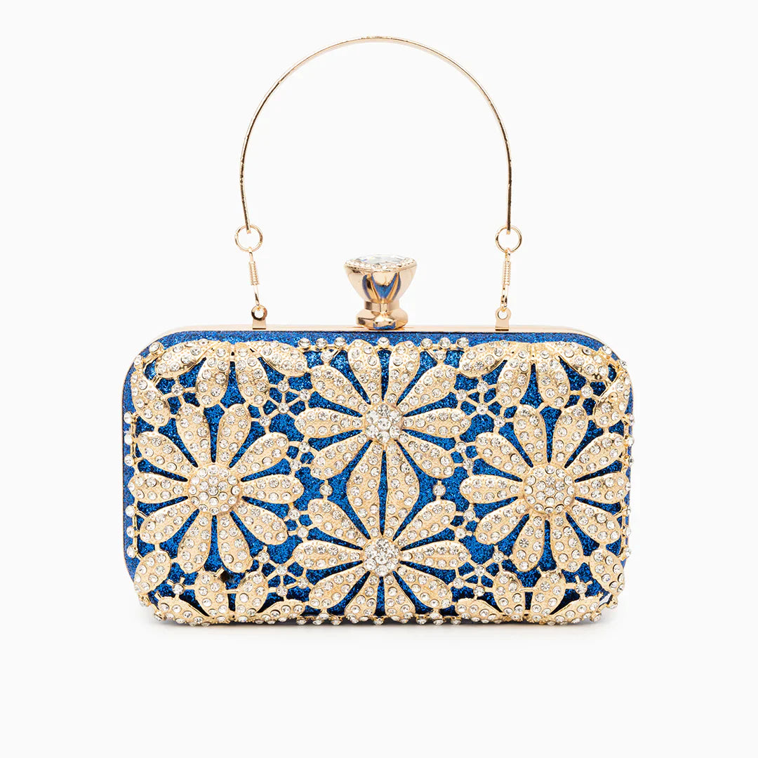 Vioraia Flower Rhinestones Clutch Bag