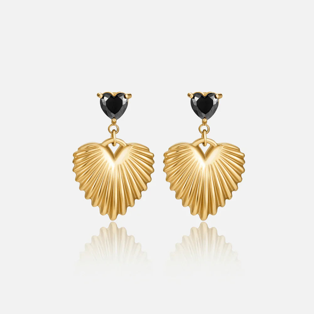 Vioraia Hera Gold Heart Drop Earrings