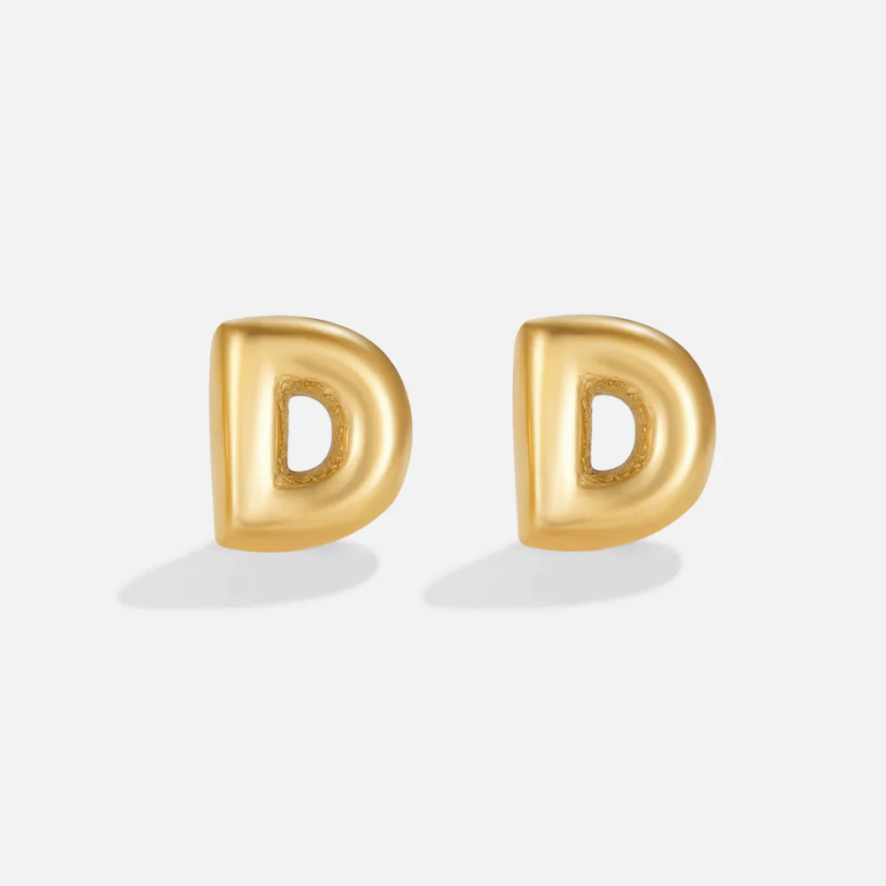 Vioraia Gold Bubble Letter Earrings