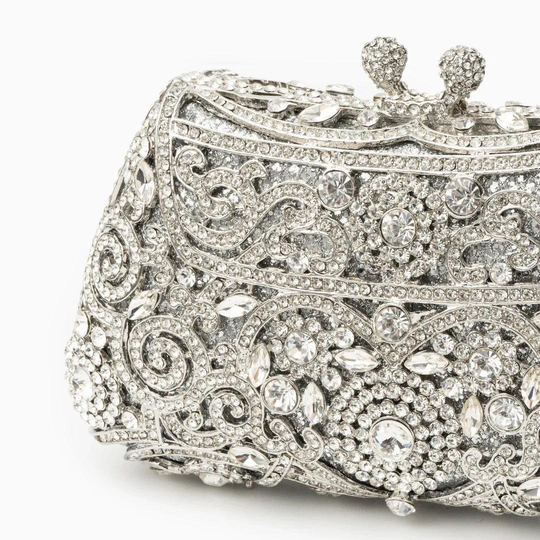 Vioraia Ayanne Crystal Covered Clutch Bag - Silver