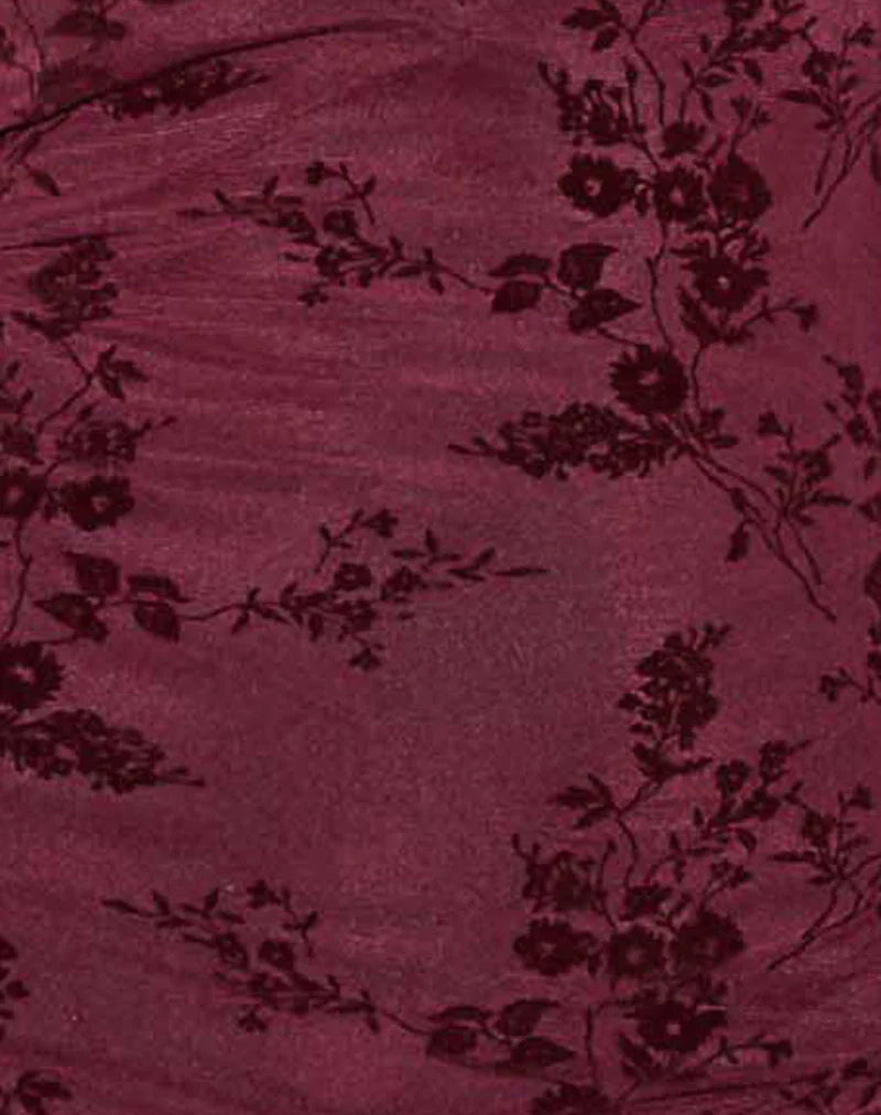 Sriti Mini Dress in Botanical Flower Maroon
