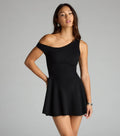 Twirl Season One-Shoulder Skater Mini Dress