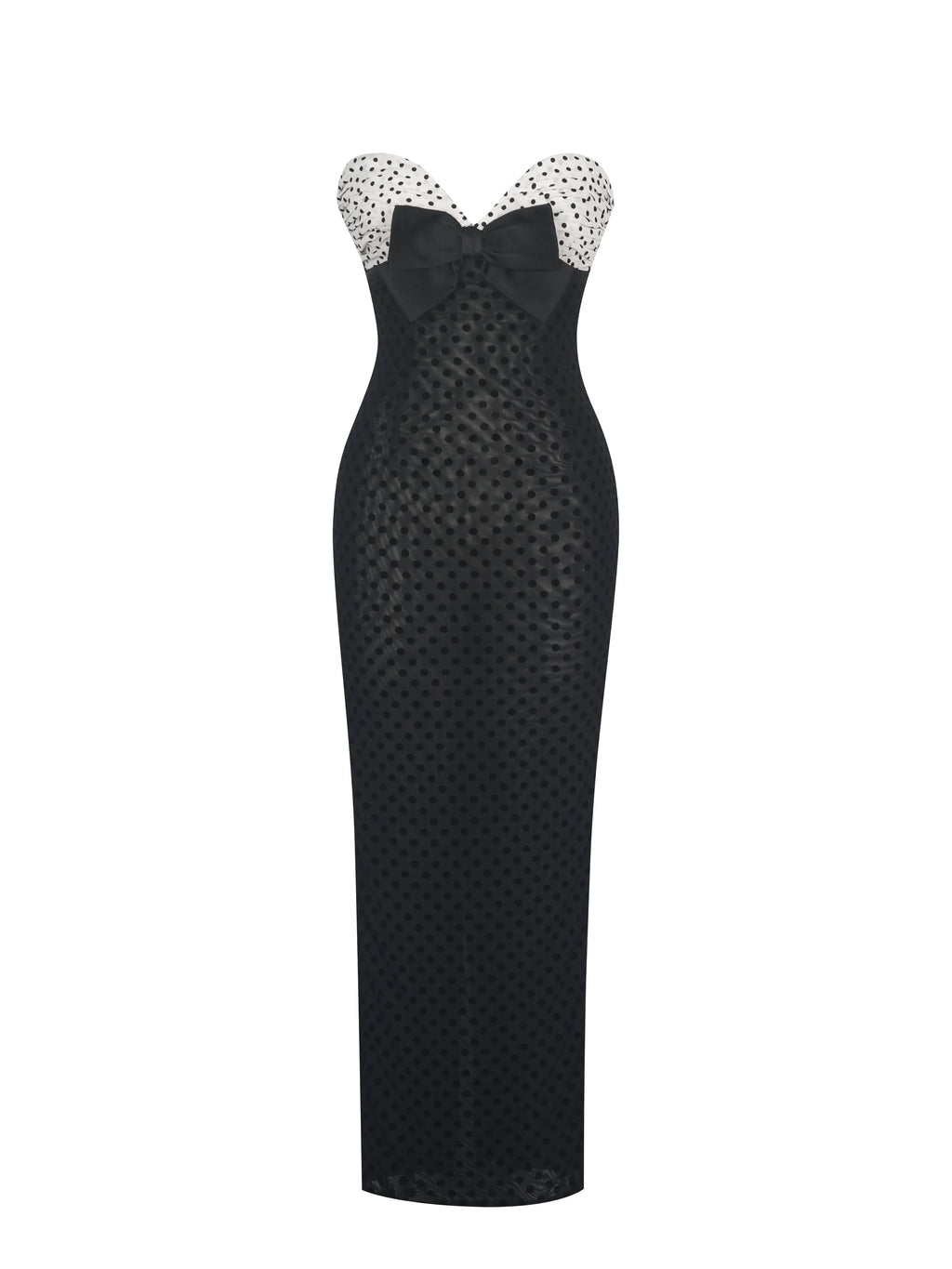 Faith Black and White Polka Dot Sweetheart Maxi Dress