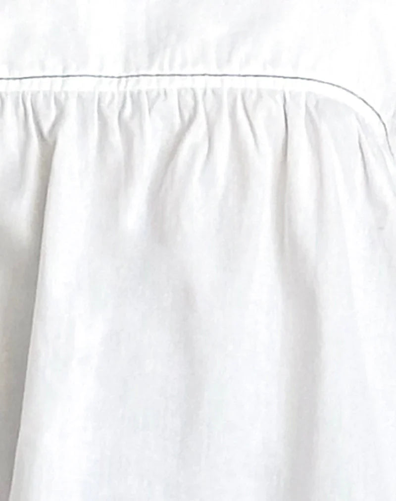 Sanaly Mini Dress in White with Navy Babylock
