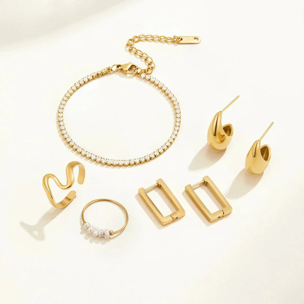 Vioraia Gold Rectangle Hoop Earrings