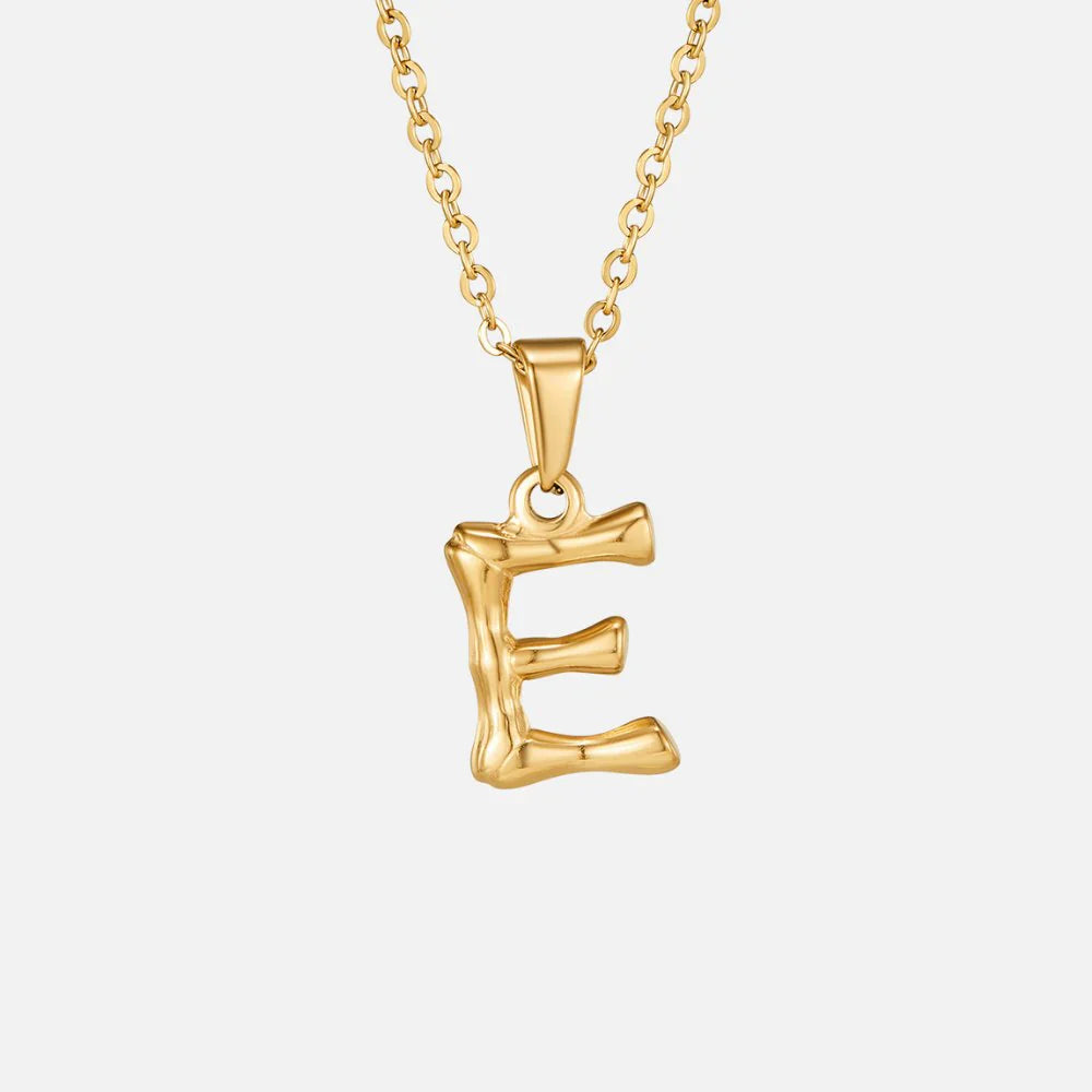 Vioraia Golden Bamboo Letter Pendant Necklace