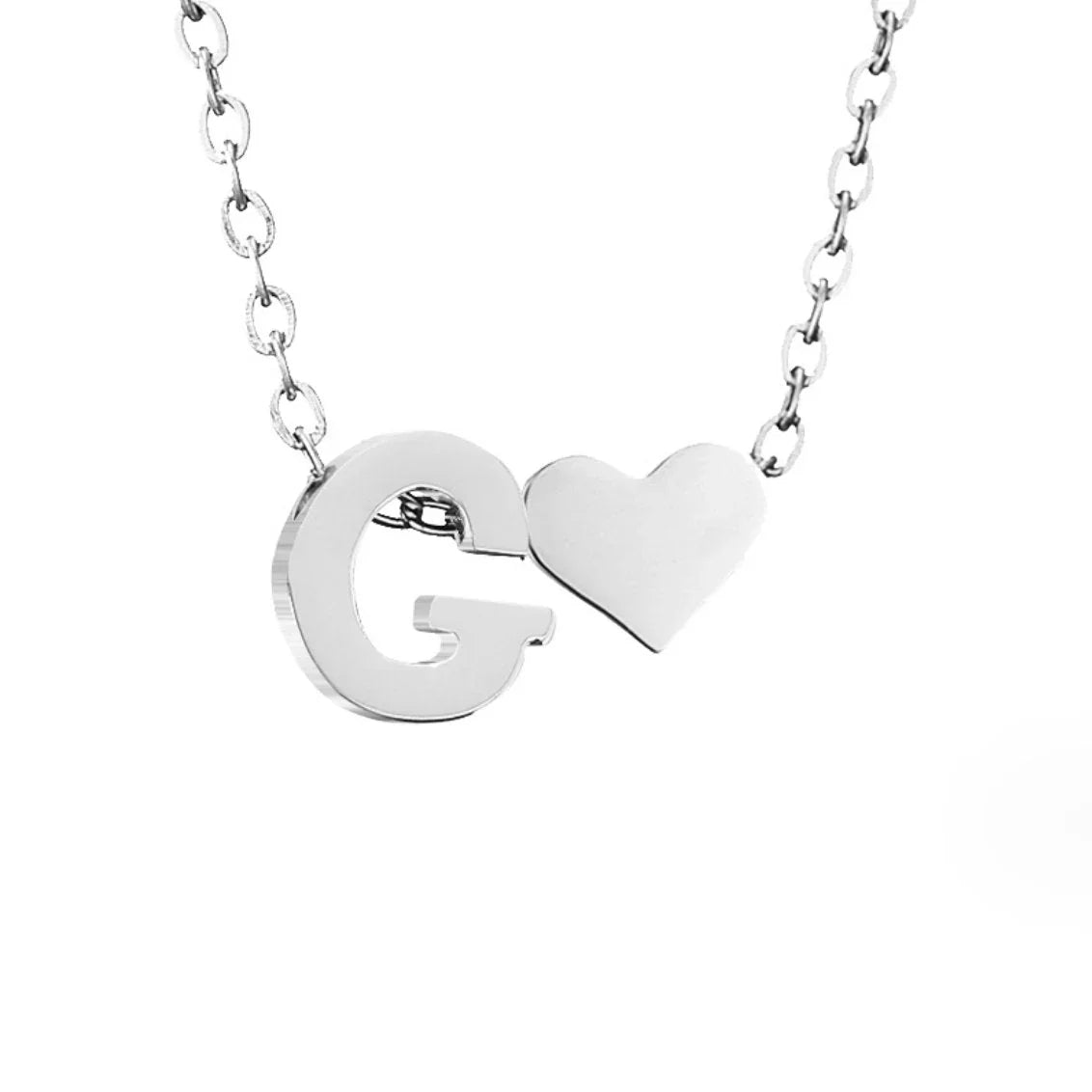 Vioraia Forever Love & Letter Silver Necklace
