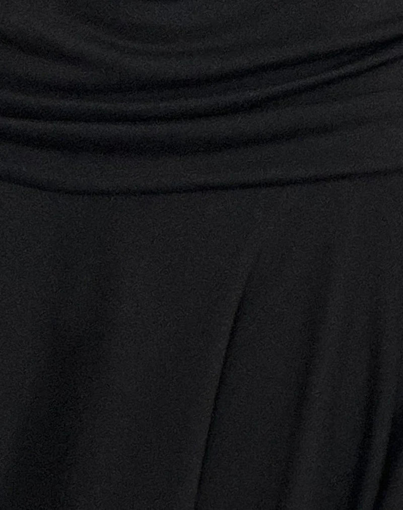 Lizella Hem Mini Dress in Cupro Black