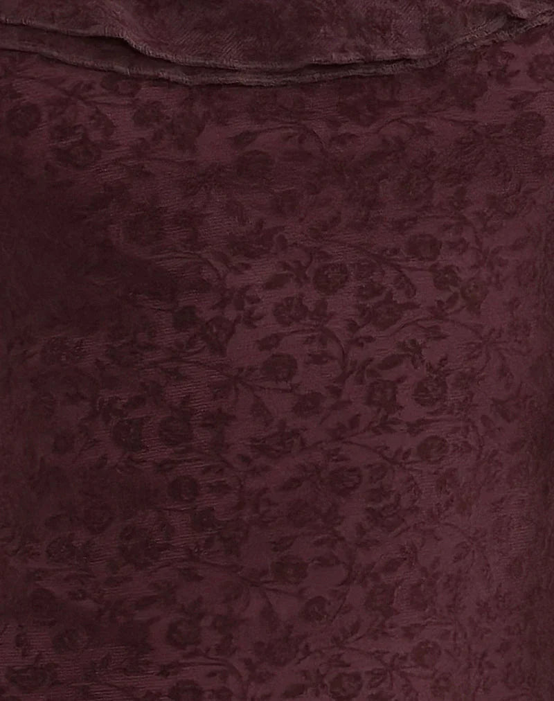 Rolita Mini Dress in Ditsy Flock Burnt Maroon