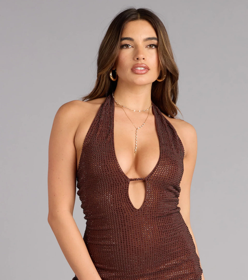 Out And About Rhinestone Bodycon Mini Dress