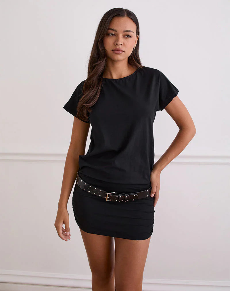 Amelina Backless Mini Dress in Black