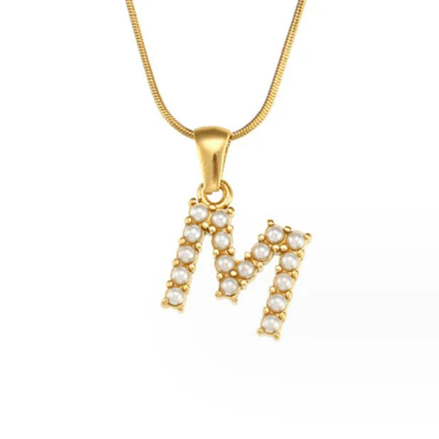 Vioraia Letter Pearl Charm Necklace