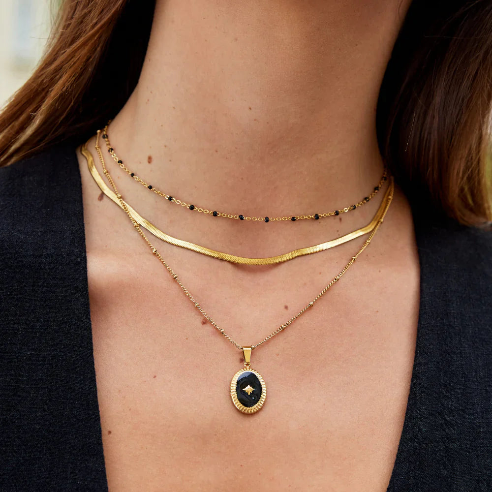 Vioraia Mila Black Bead Necklace