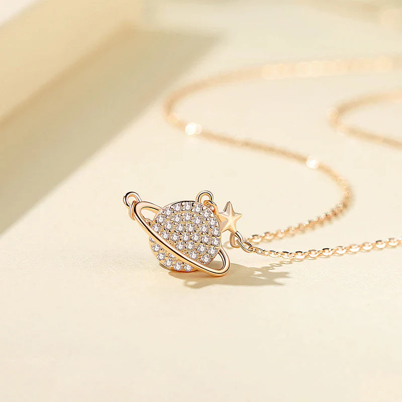 Vioraia Sparkling Saturn Necklace