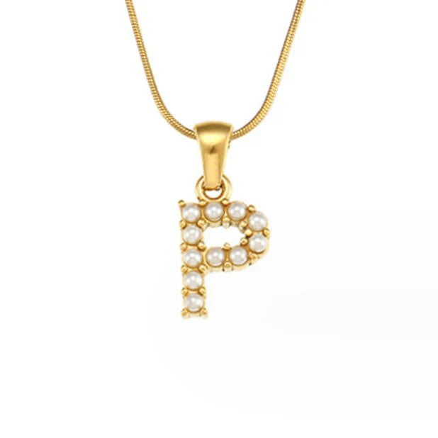 Vioraia Letter Pearl Charm Necklace