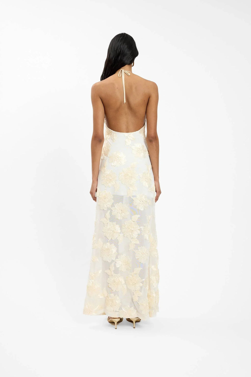 Embellished Halter Maxi Dress | Ivory