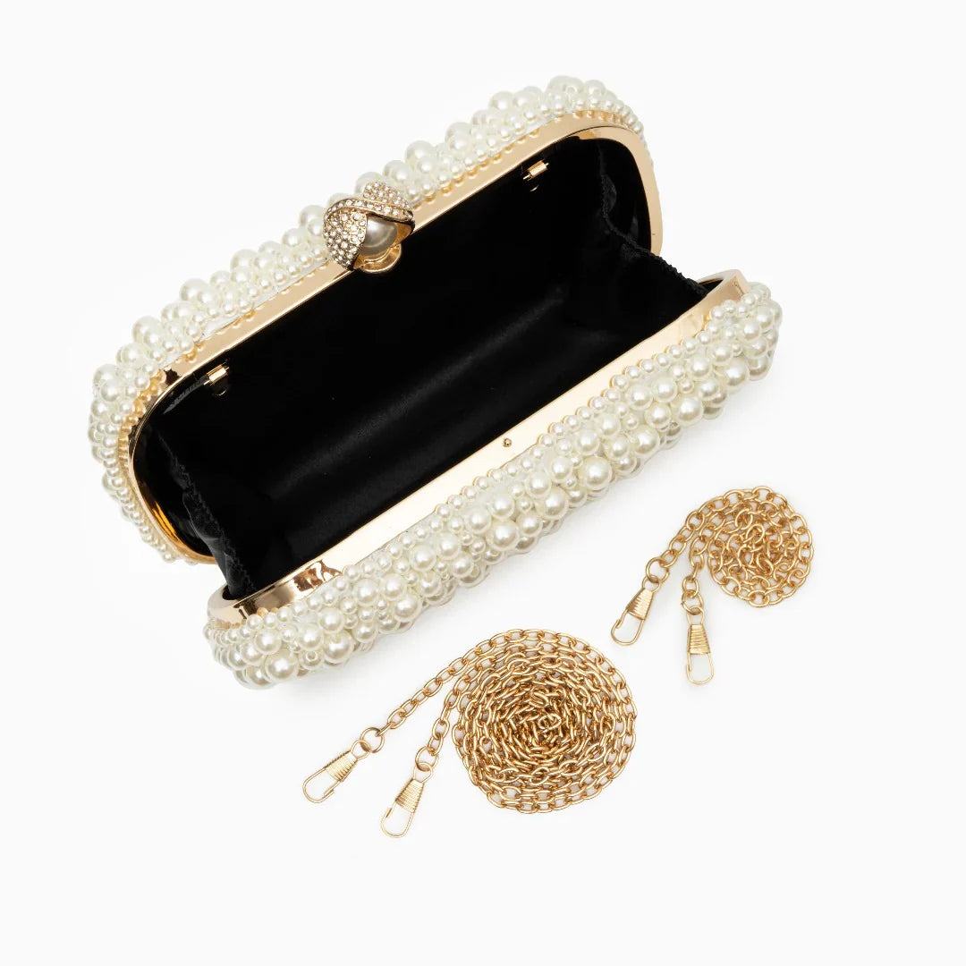 Vioraia Chantal Pearl Clutch Bag